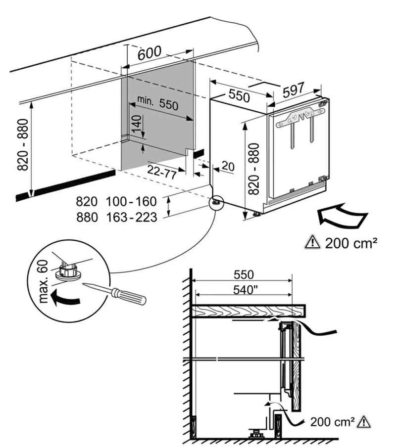 Thông số kỹ thuật của Tủ lạnh Liebherr SUIK 1510 Comfort