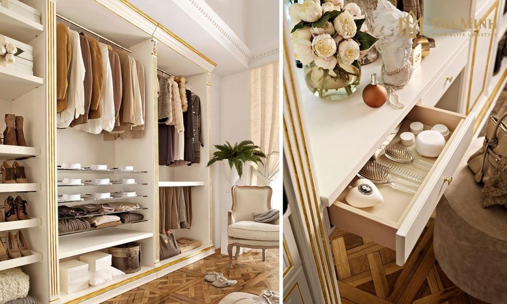 Chiều sâu tủ - Khoảng vừa đủ để trang phục luôn được giữ phom